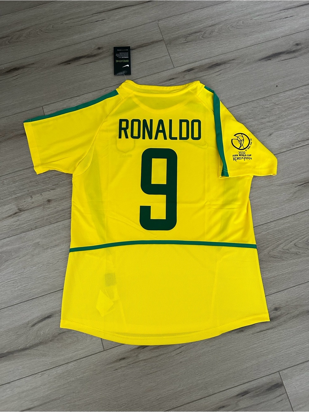 Brazil Ronaldo #9 2002 Home Yellow Retro Men